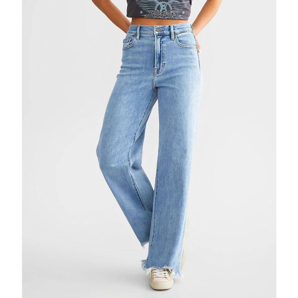 Hidden Logan Dad High Rise Wide Leg Raw Hem Jeans 27 Denim Trendy Baggy Streetwe